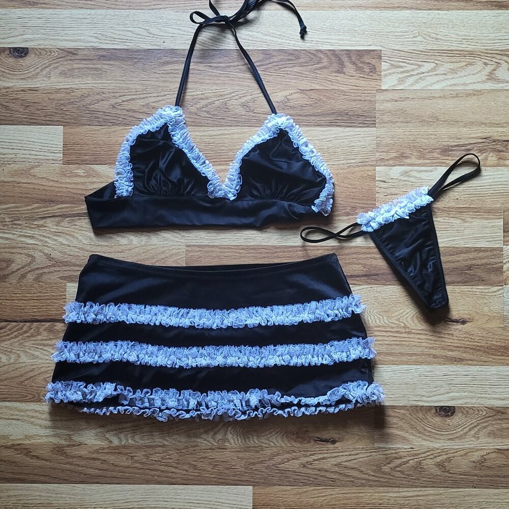 3 piece sexy maid lingerie outfit